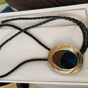 Bolo Tie with Peacock inlay